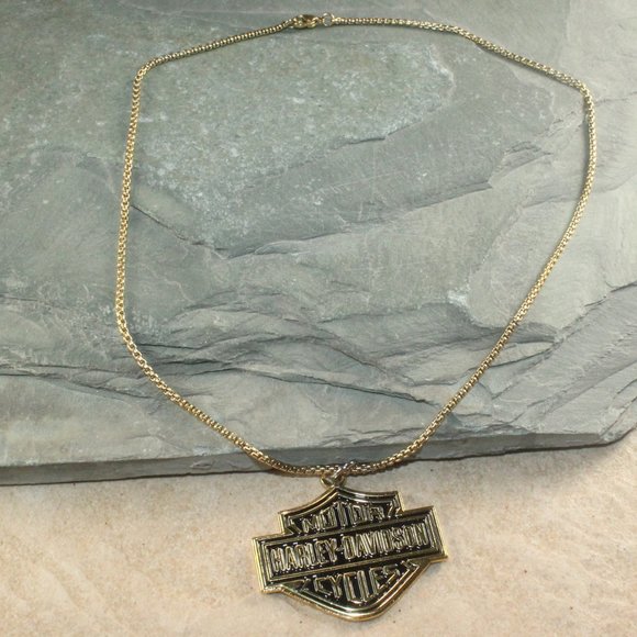 2 Pcs of HARLEY DAVIDSON Bar and Shield Meta Pendant Necklaces - Picture 11 of 11